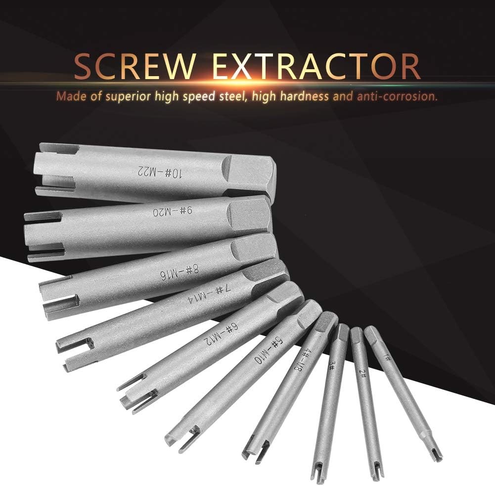 10 Pcs Tap Extractor Set Broken Head Screw Remover Steel Tool…