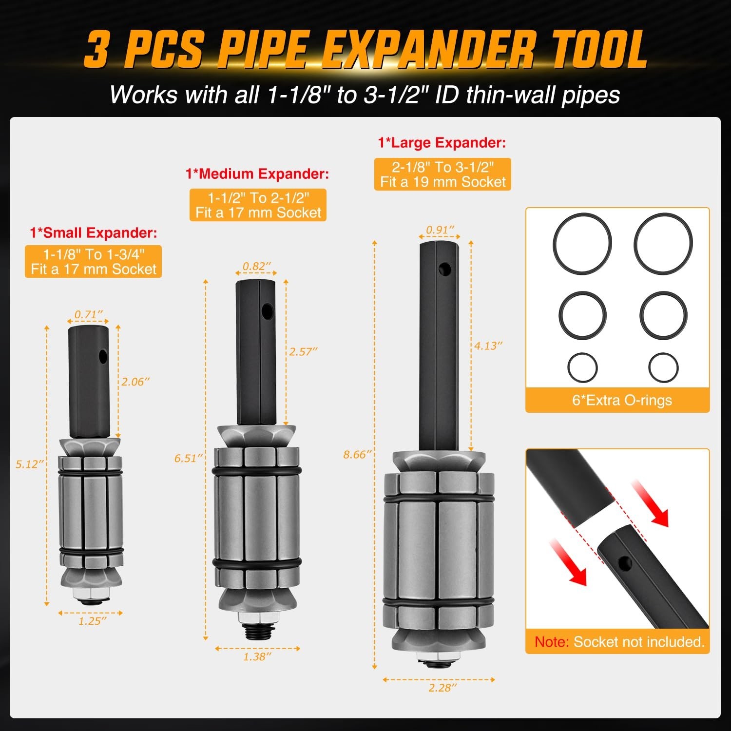 3PCS Heavy Duty Exhaust Pipe Expander Tool Set 1-1/8» to 3-1/2» – Tailpipe Rep