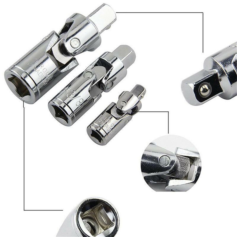 3PCS Impact Socket Wrench Adapter Set — Universal / Swivel — 1/2 3/8 1/4 Drive