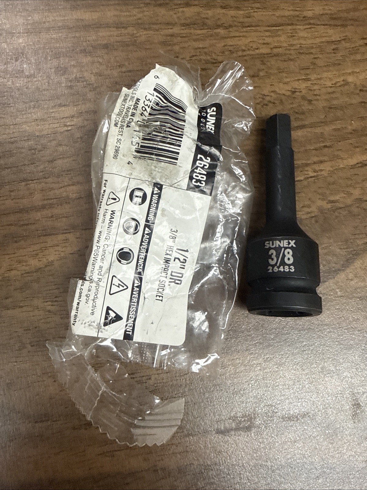 SUNEX TOOLS 26483 1/2-Inch Drive 3/8-Inch Hex Impact Socket