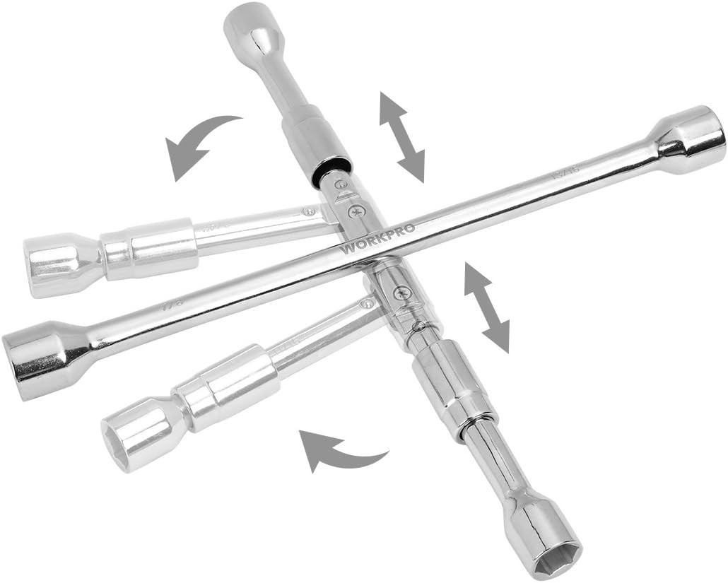 14-Inch Universal Folding Lug Wrench, 4-Way Cross Wrench