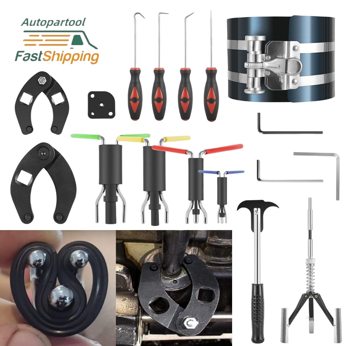 Hydraulic Cylinder Repair Tool Kit for Skid Steers, Loaders, Backhoes (17 PCS)
