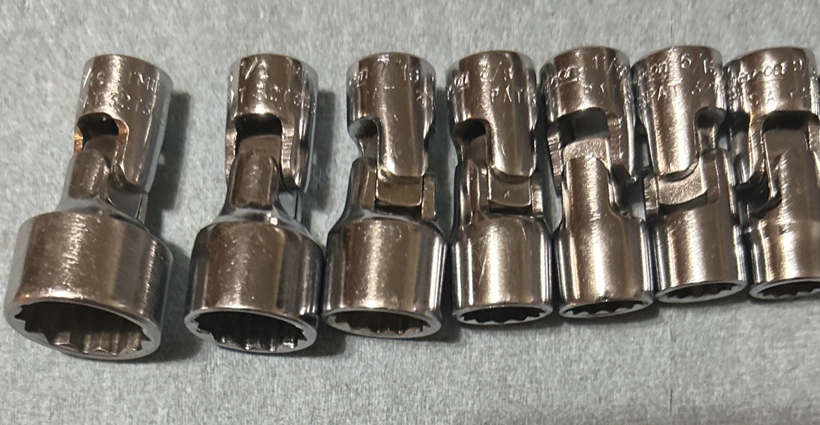 VTG Snap On 1/4 Dr 10pc TMU Swivel Flex Sockets 3/16” Thru 9/16” 12pt USA