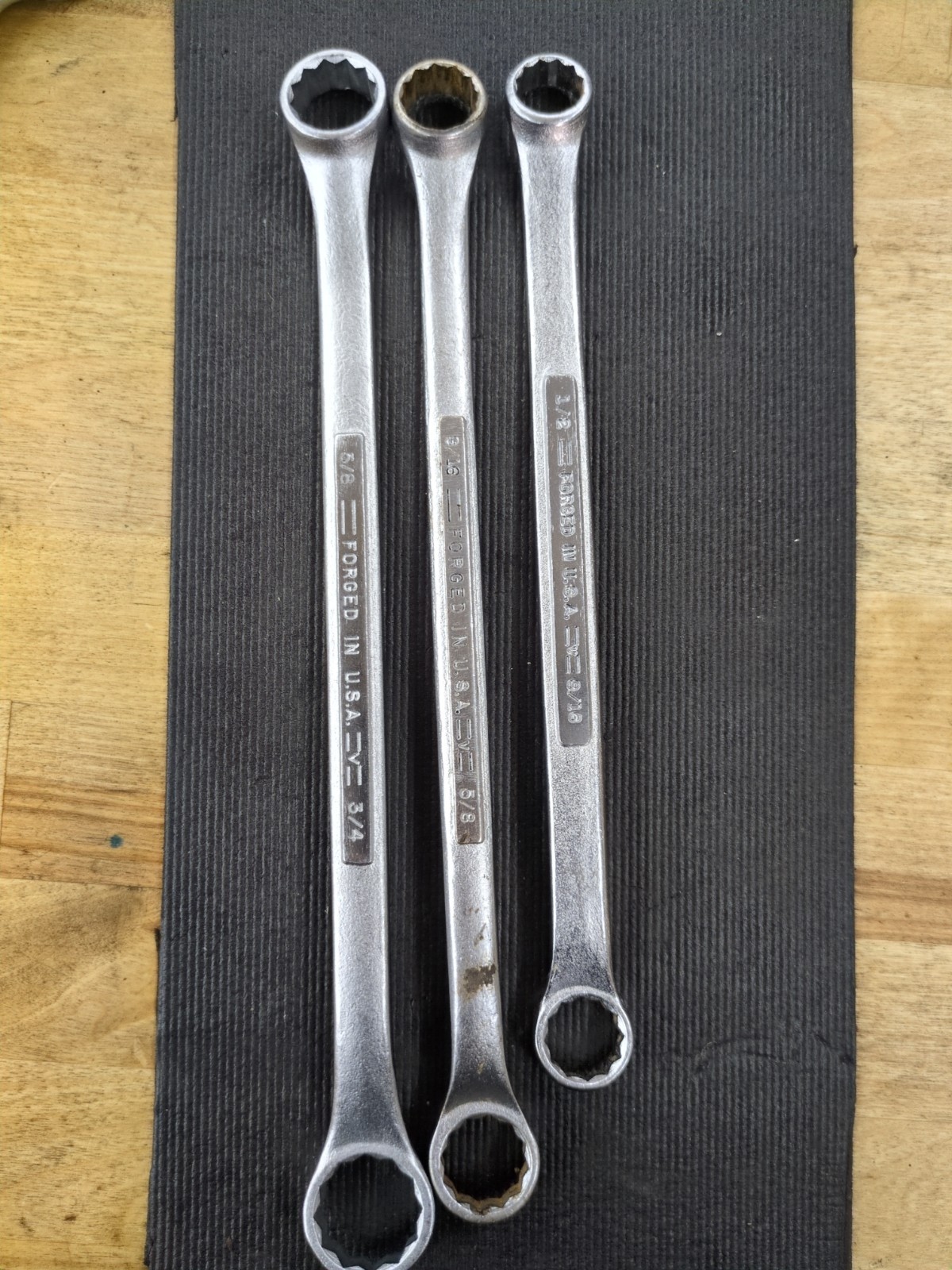 Craftsman Flying =V= 1/2 » Through 3/4″ Double Box End Wrench 3 Pc USA Vintage