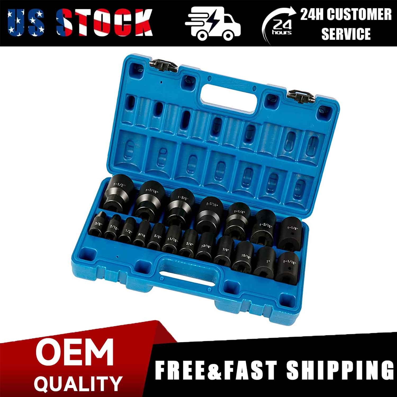 Damaged Bolt Remover Easy Out Stripped Bolt Extractor Impact Socket Set 19 Pcs