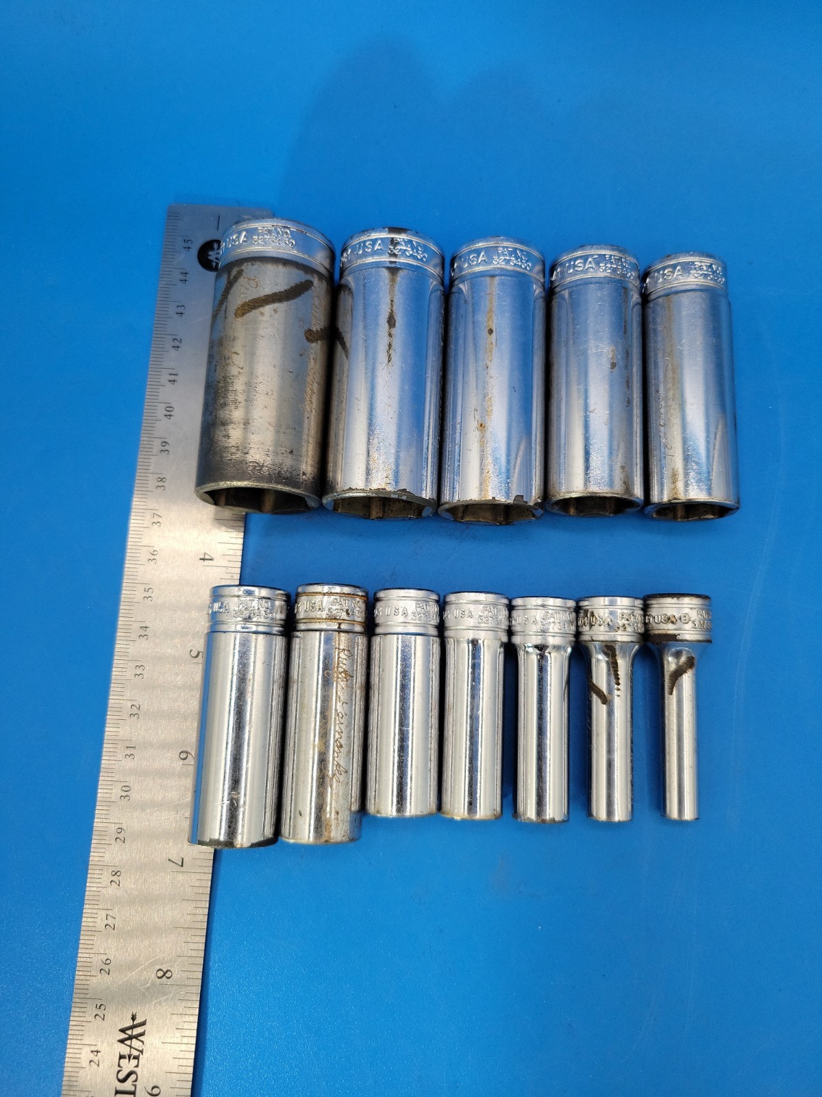 Snap-on Tools Deep Socket Set ⅜” Dr ¼” to 15/16” 6 Pt SFS Ser 12 Pcs USA S-12-10