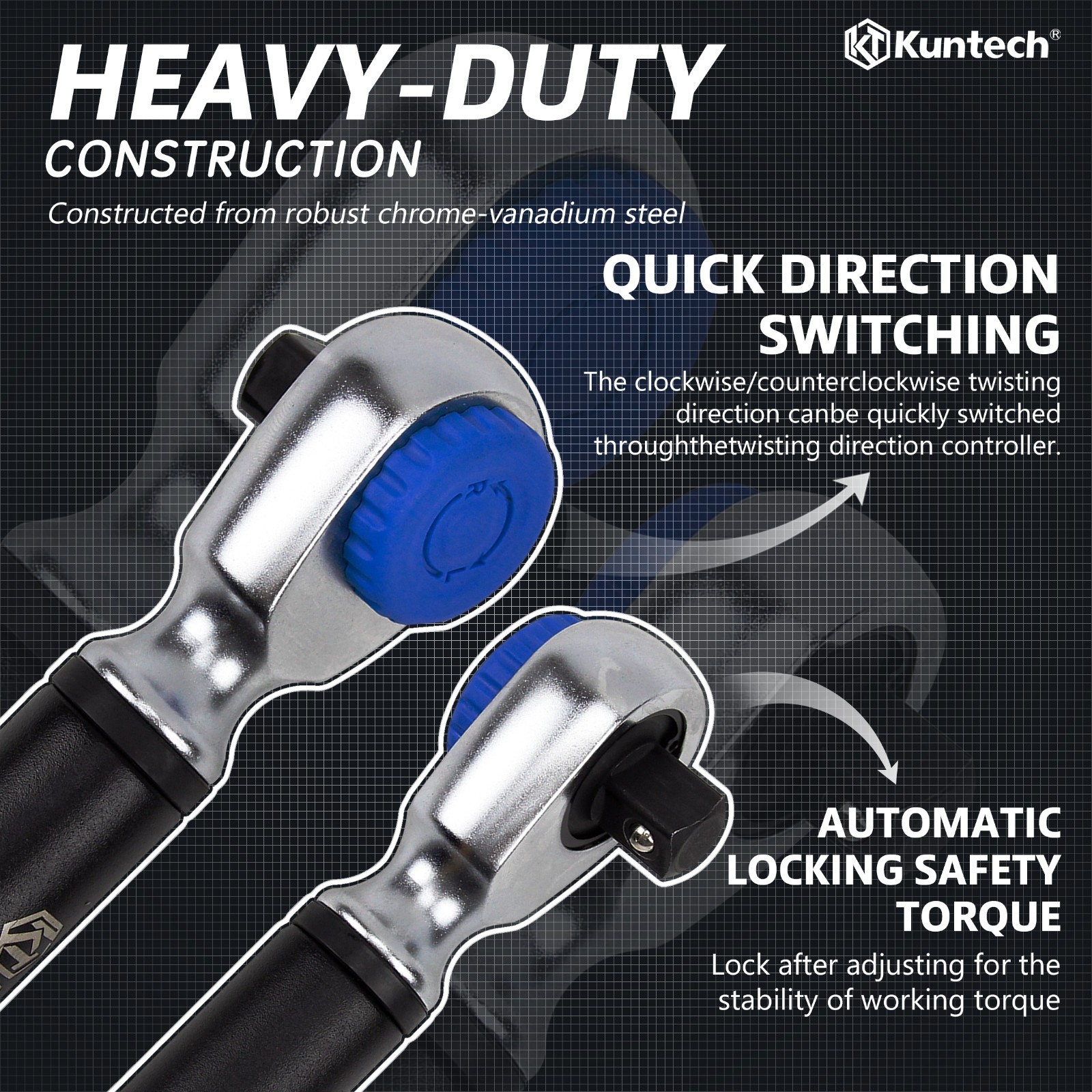 Digital Torque Wrench 3/8″ Drive 2.2-44.3 Ft-lbs/3-60 N.m & Buzzer LED Display