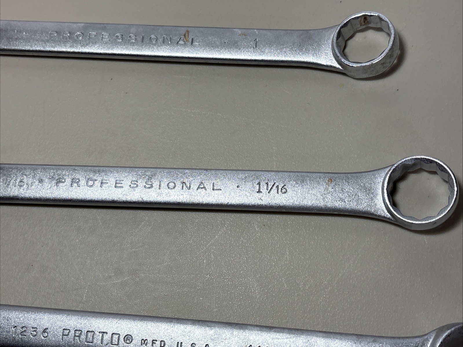 Proto Professional Combination Wrench Set USA 1″ 1232, 1 1/16″ 1234, 1 1/8″ 1236