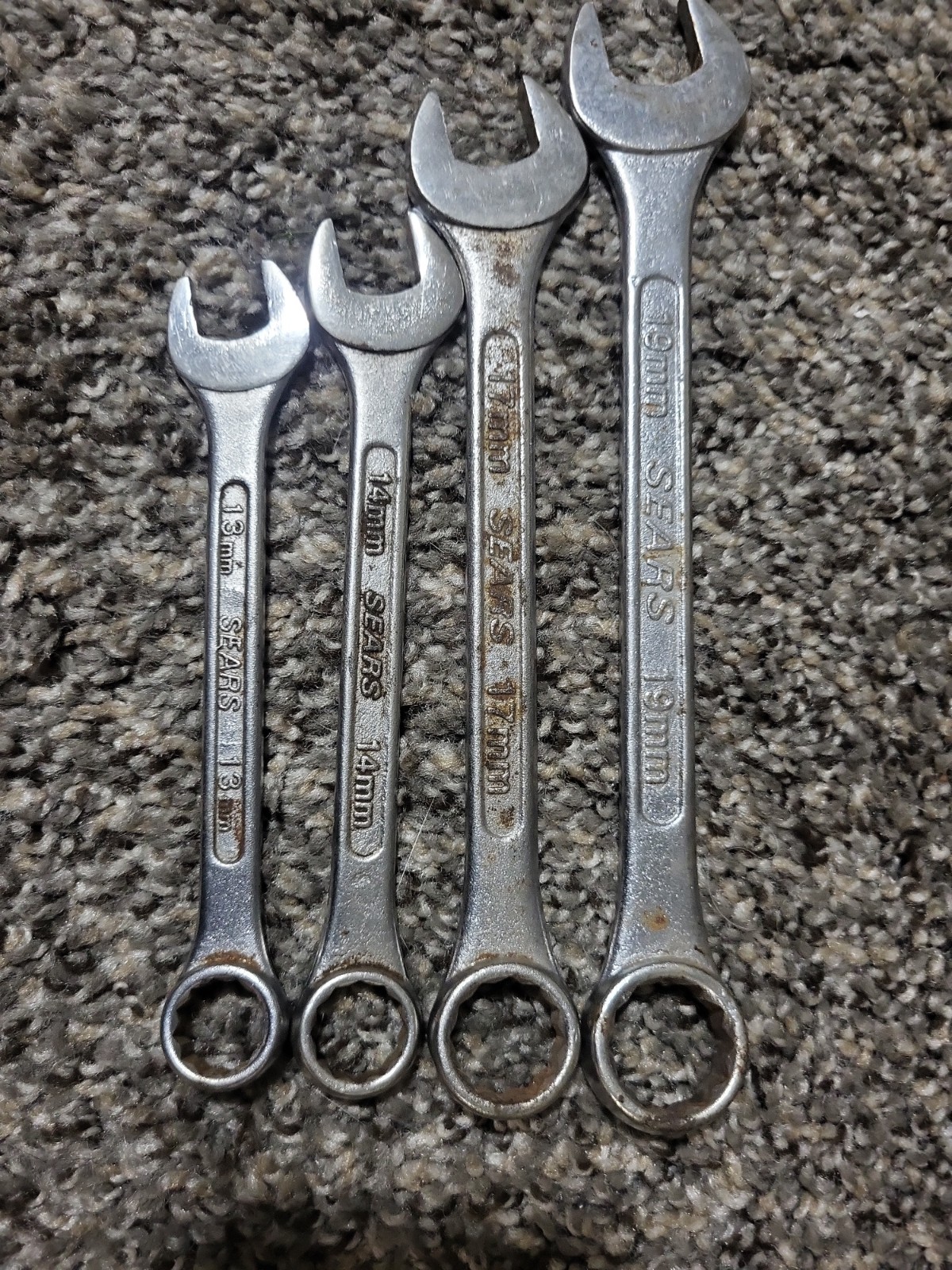 Vintage Set Of 4 Sears Combination Wrenches 13mm 14mm 17mm 19mm Drop Forged