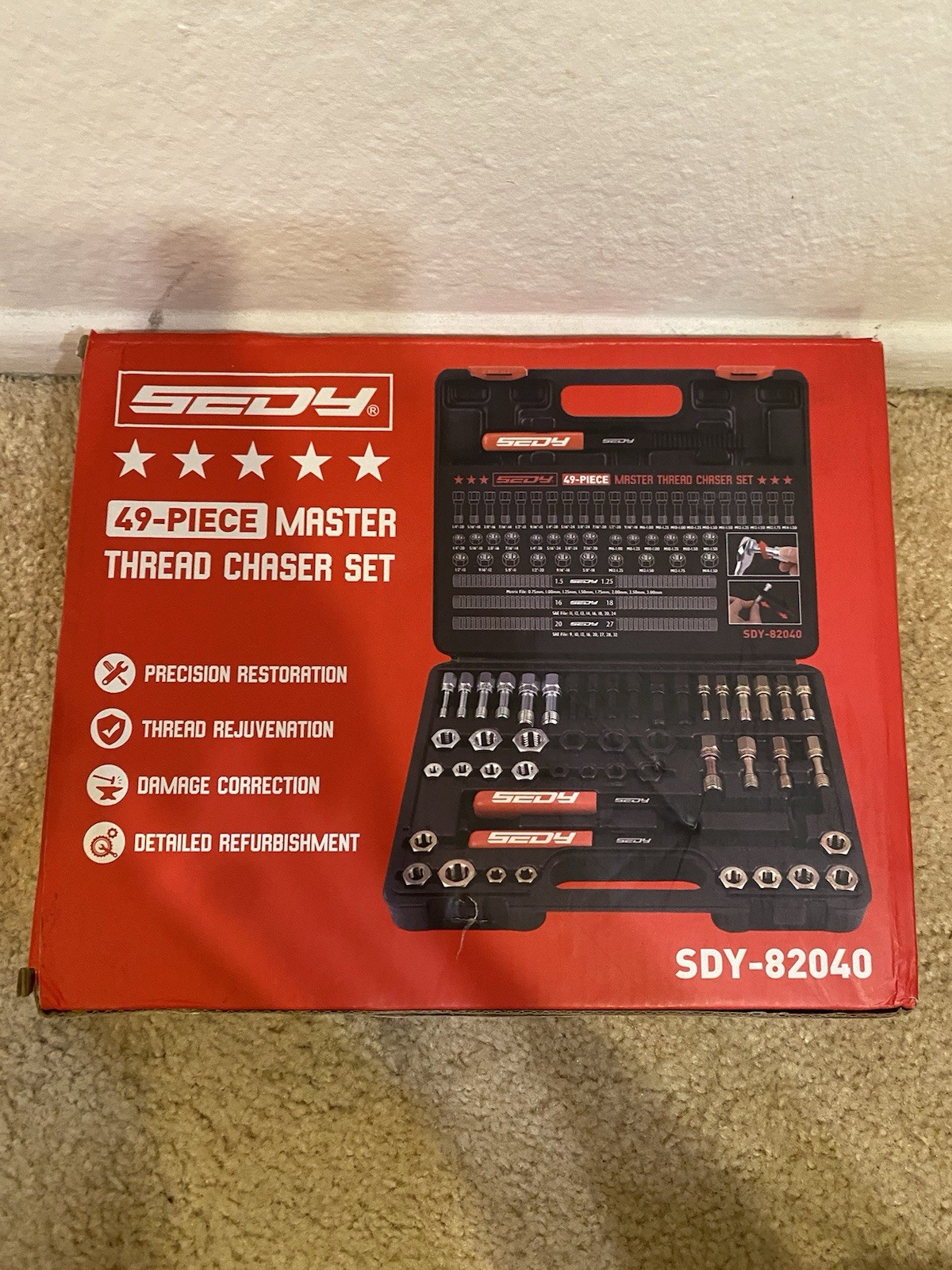 Sedy 49-Piece Master Thread Chaser Set SDY 82040 SAE & Metric Thread Repair Kit