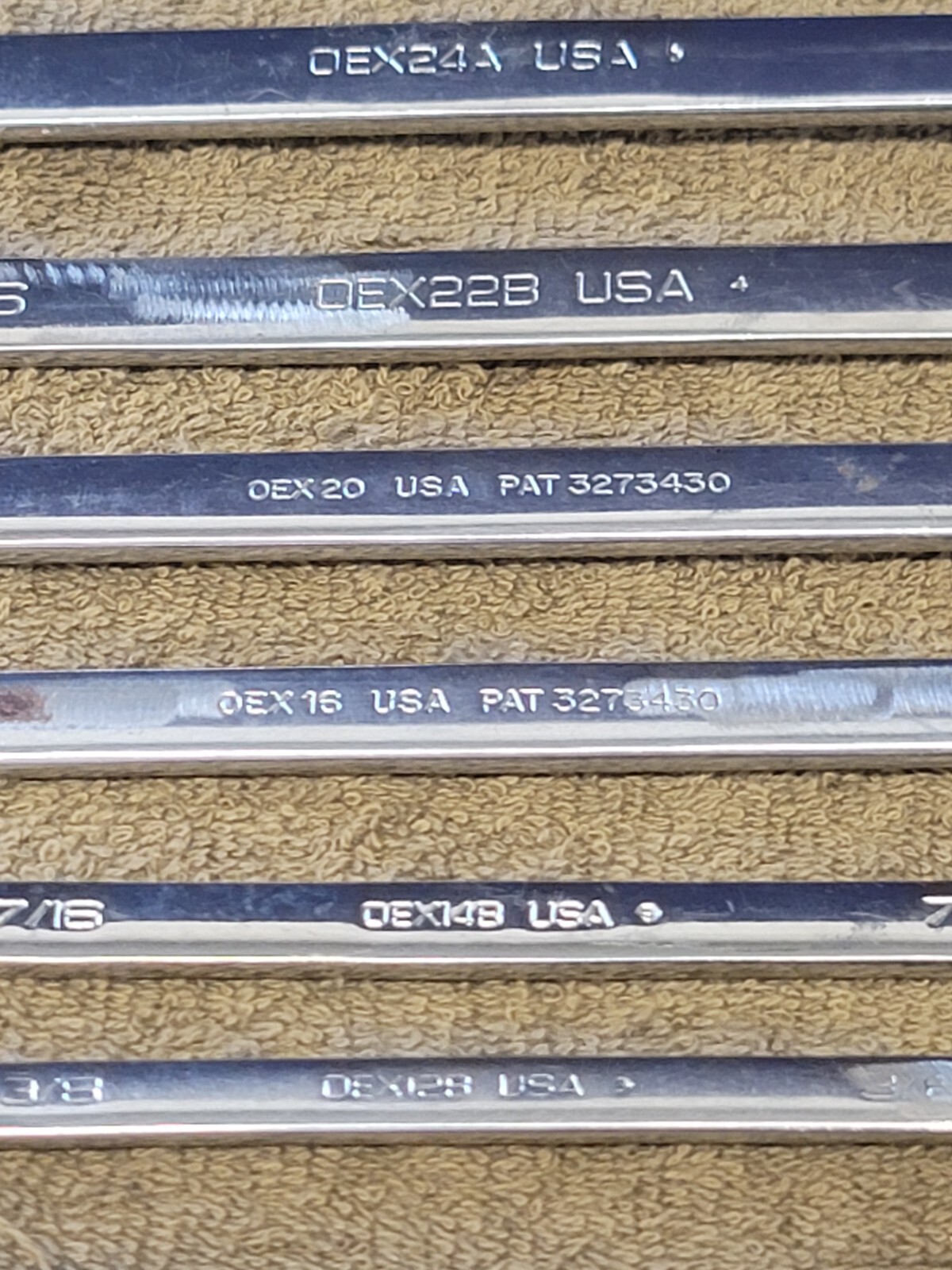 Snap on OEX Combination Wrench Set Sae 13/16 3/4 11/16 5/8 1/2 7/16 3/8 5/16″