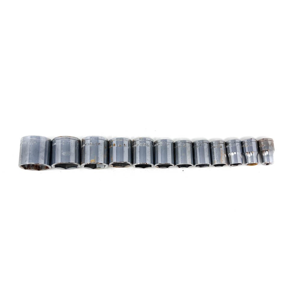 12 Pcs SAE 1/2 in Drive, Socket Set, 6 Point, Hand Tools, Workshop Equipments