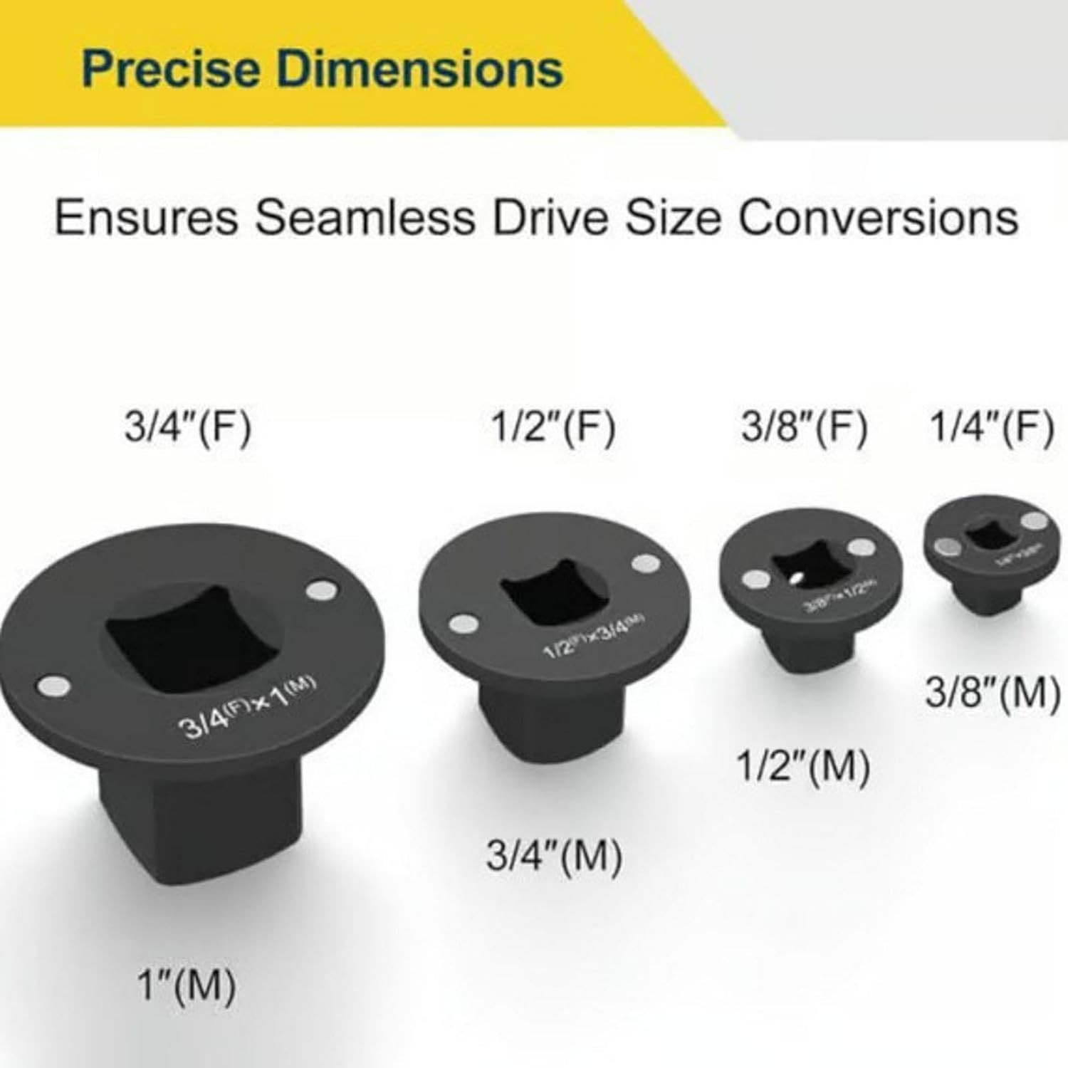 Low Profile Socket Adapter Set 4 Pcs Ratchet Drive Tight Spaces