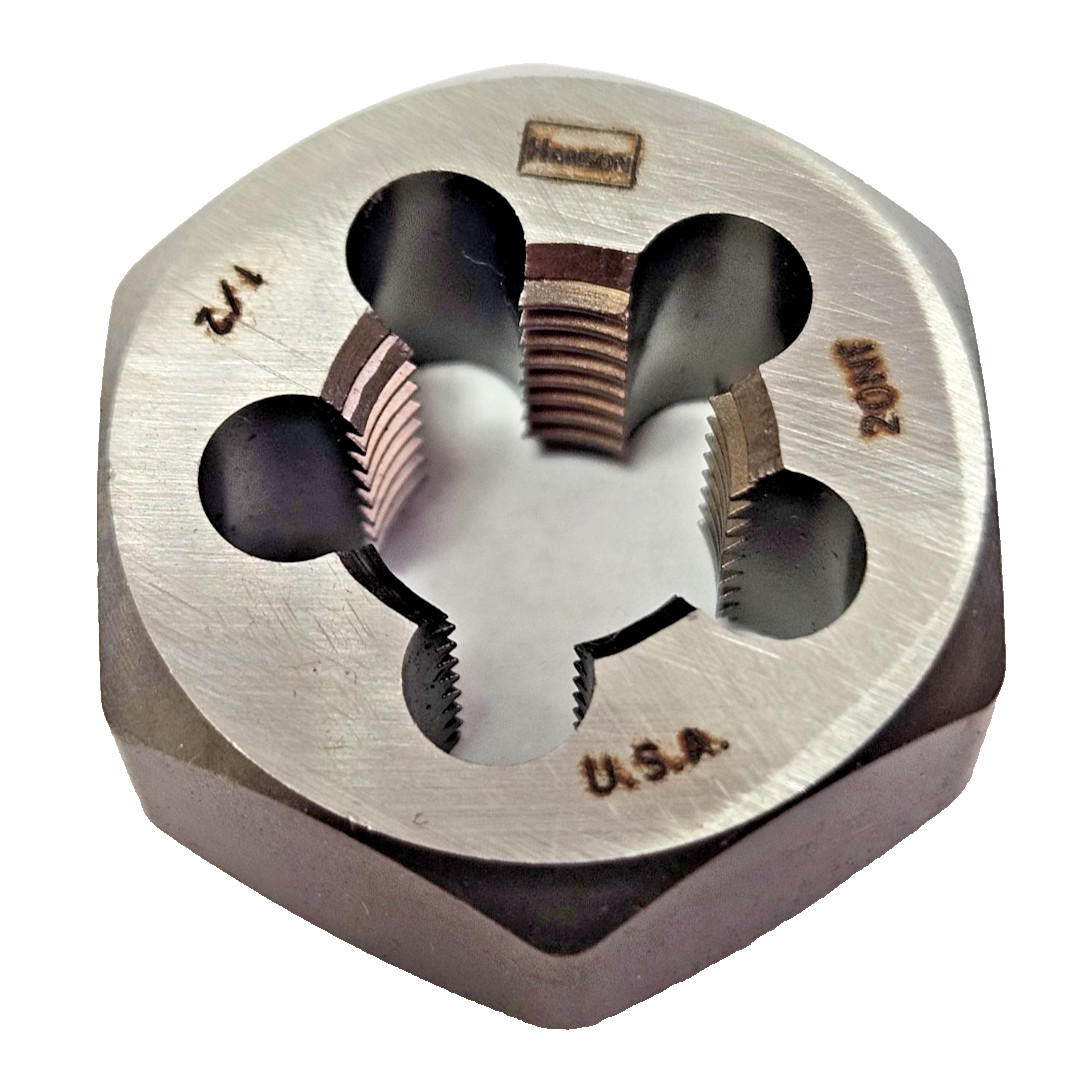 1/2-20 X 1″ NF Hex Die 7245 Irwin CS RH Rethreading Carbon Steel USA MADE