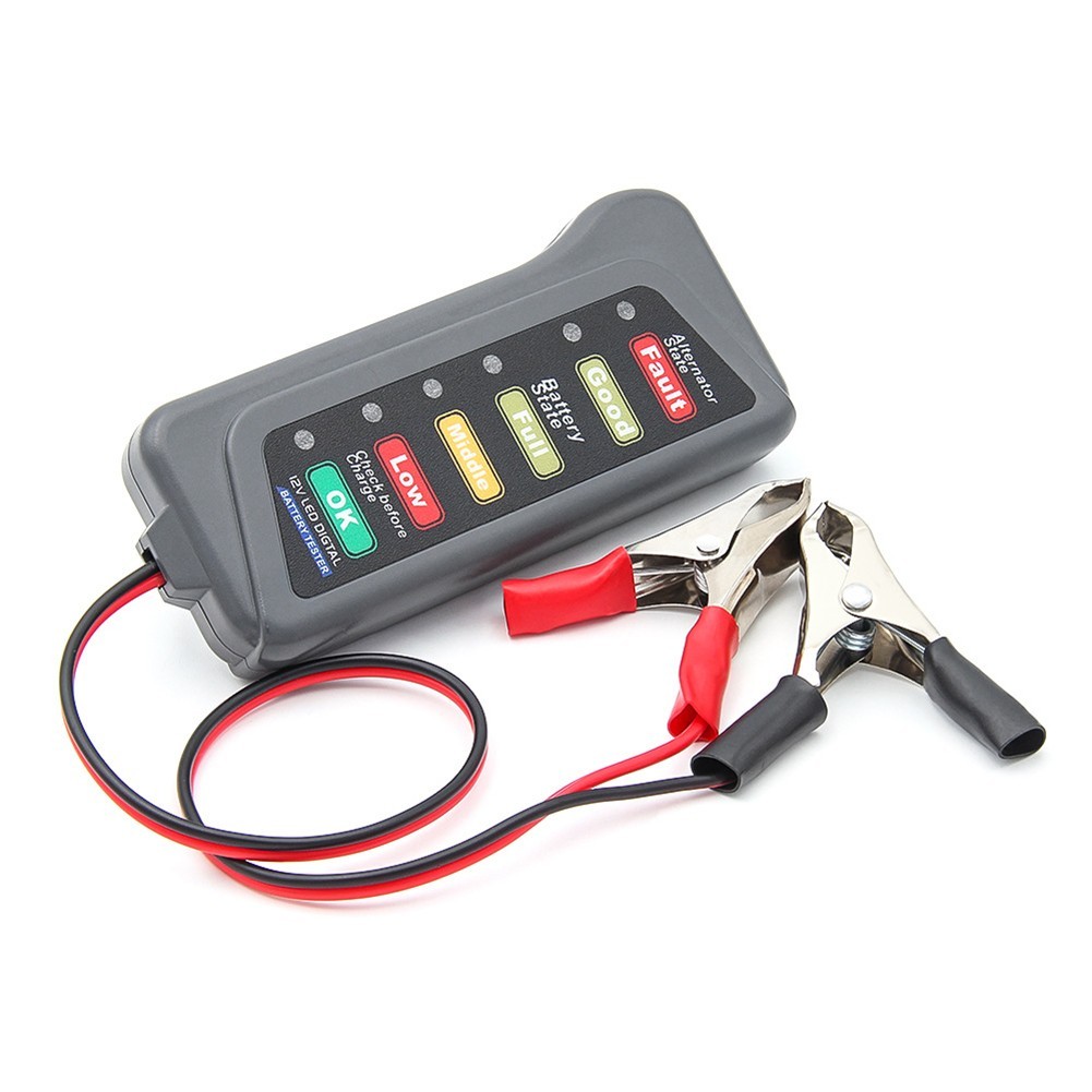 User Friendly 12V Car Tester with Two Testing Clips and LED Lights