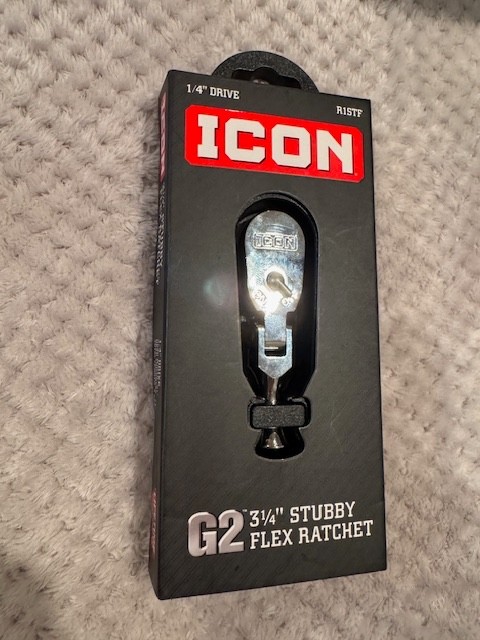 NEW ICON G2 1/4” in. Drive, 3 1/4” in. Stubby Flex Ratchet R1STF 70441