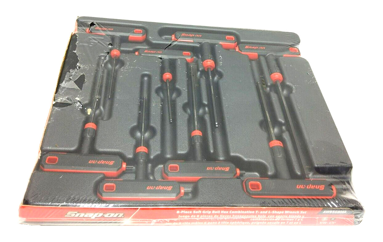 New Snap-on™ 3/32″ – 1/4″ 8pc T- L-Shape End Allen Hex Driver Key Set AWSG800A