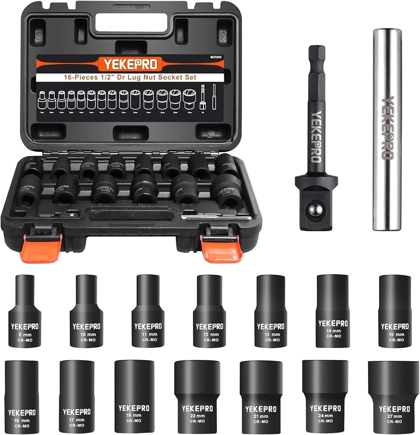 Rounded-Off Bolt Extractor Set, 1/2″ Drive Impact Kit