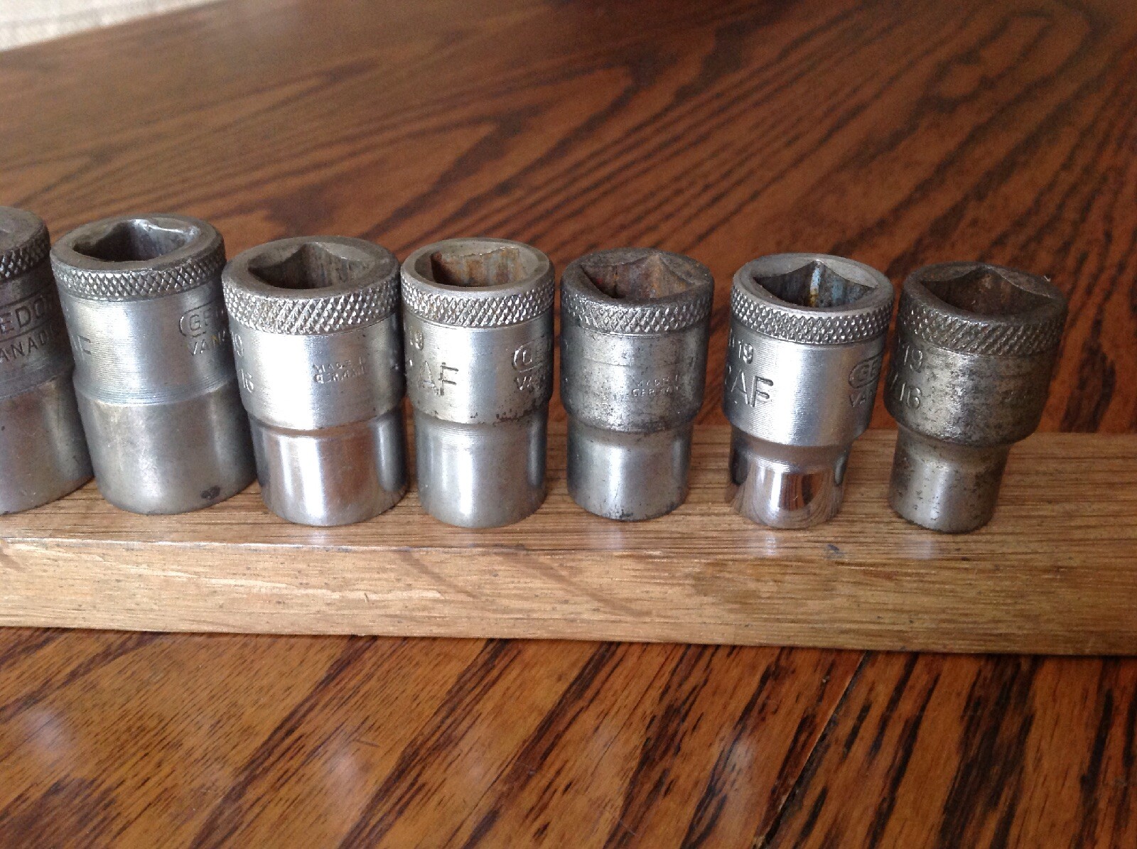 9 Gedore Sockets 1″ To 7/16″ AF With 1/2″ Drive.