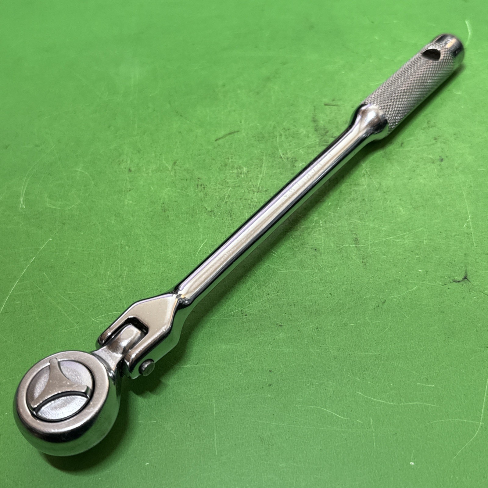 Rare Vintage Indestro Super USA 3/8″ Drive Flex Head Reversible Ratchet MPN 2736