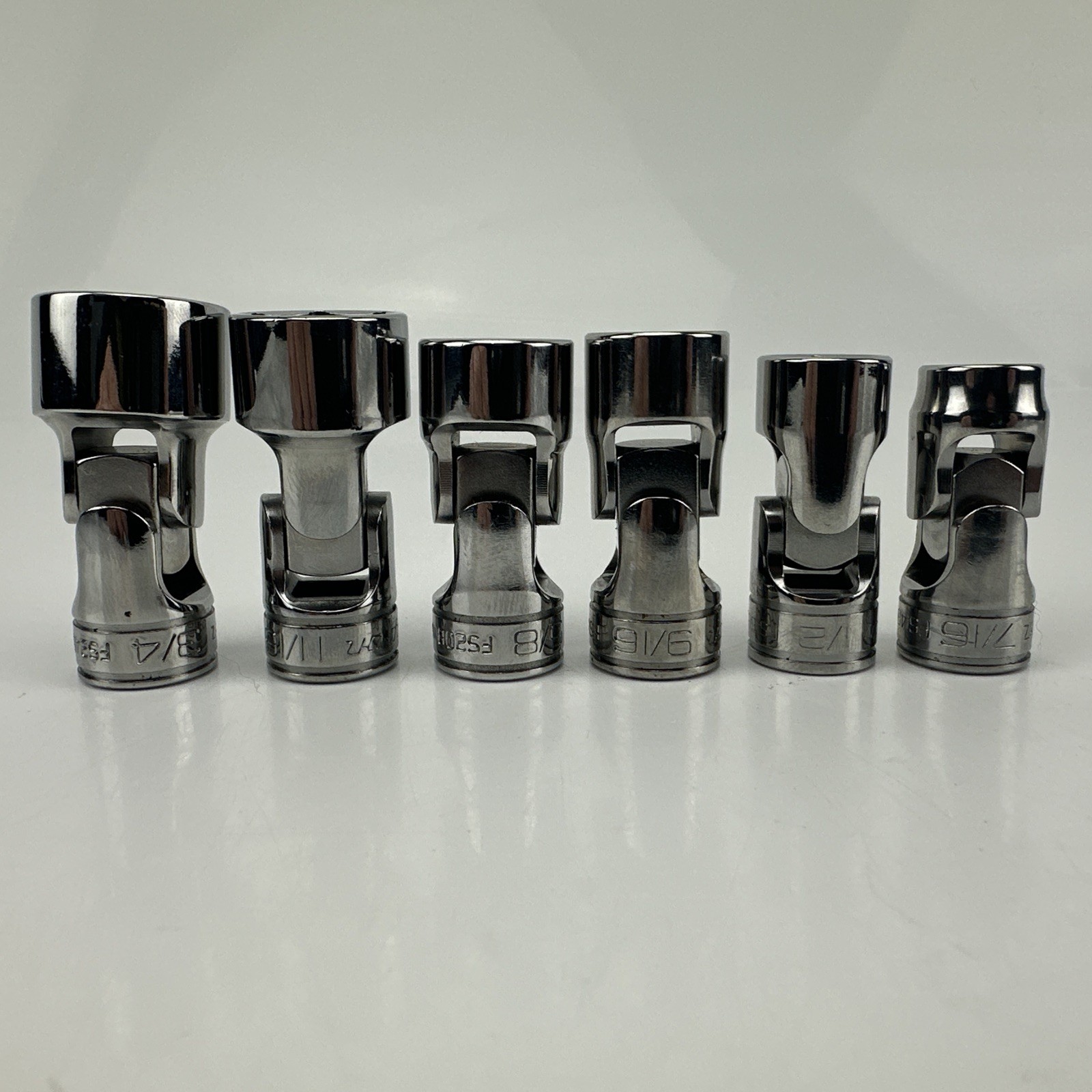 Snapon Tools 3/8” Drive SAE Chrome Shallow Swivel Set 6Pcs. 7/16-3/4 Free Ship