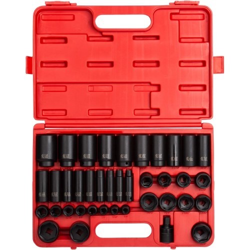 Sunex 2668 1/2″ Drive SAE Master Impact Socket Set, Standard & Deep, 39-pcs