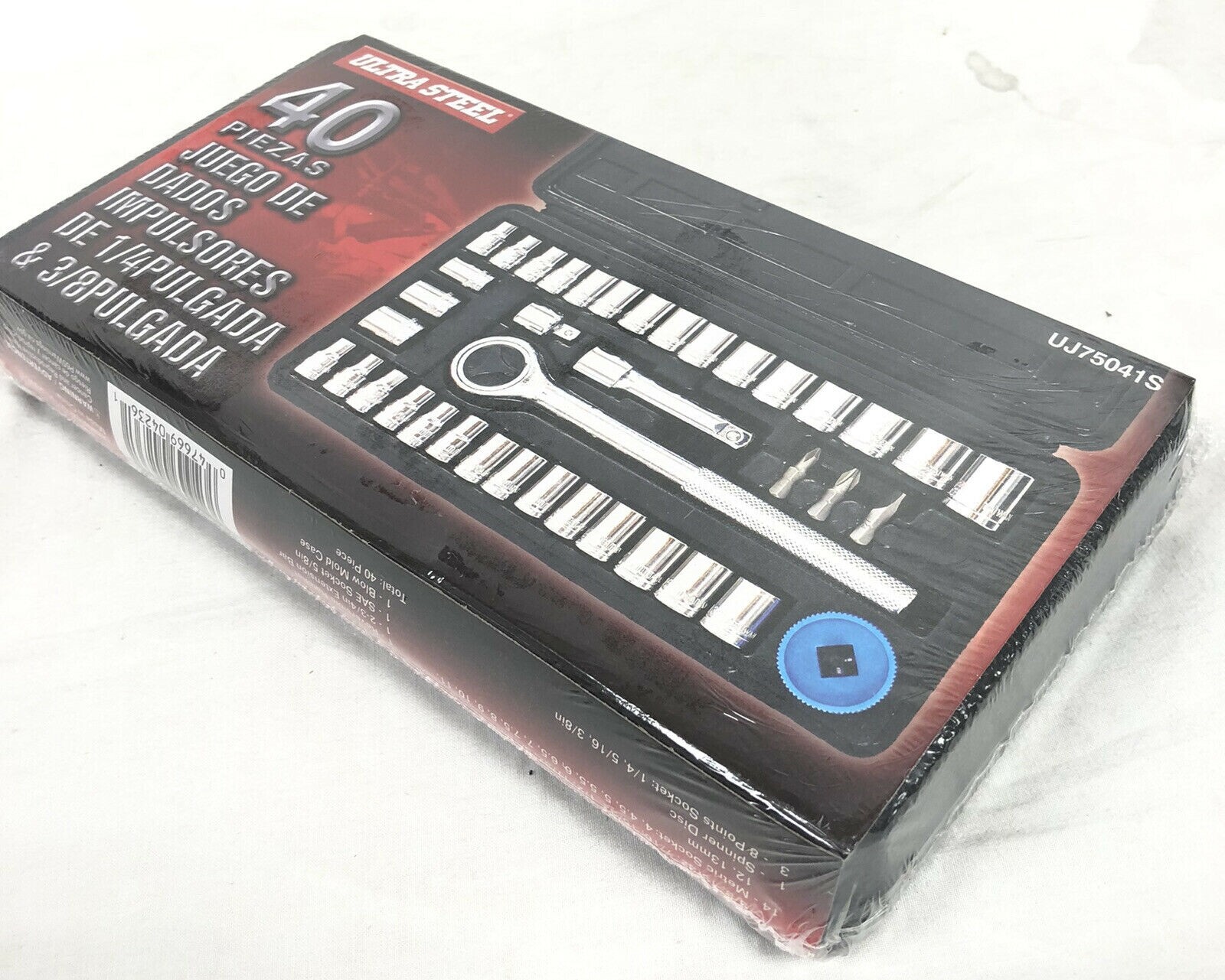 Ultra Steel 40 Piece 1/4 Inch & 3/8 Inch Drive Socket Set UJ75041S New Sealed