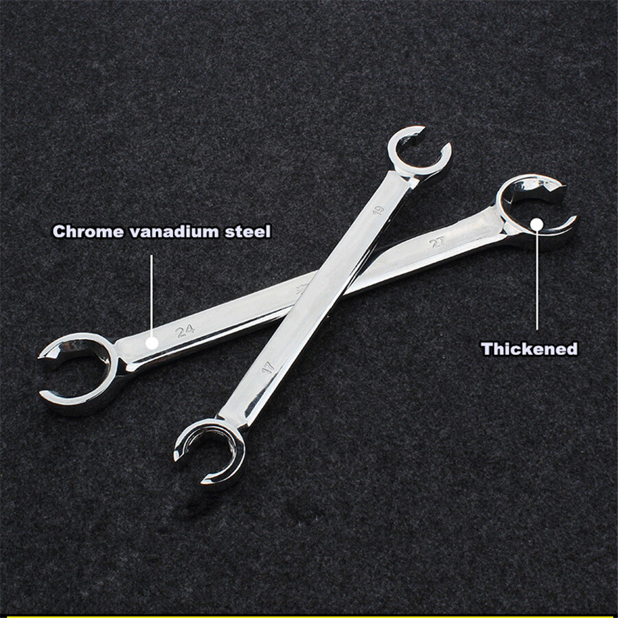 6Pcs 6mm-19mm 6 Point Chrome Vanadium Steel Metric Flare Nut Spanner Wrench Set