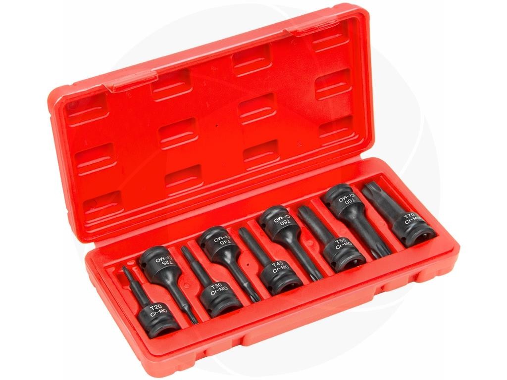 9pcs 1/2inch Drive Long T20-T70 Torx 6pt Star Cr-Mo Impact Wrench Sockets Set