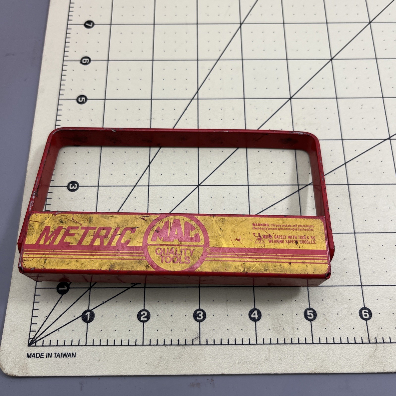10 Mac & MATCO Tools vtg Metal Socket Holder Tray Red BLUE USA rear