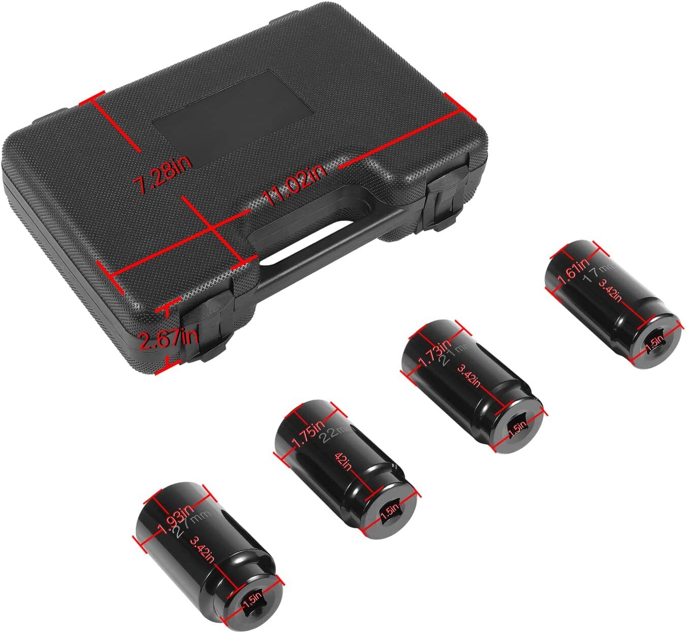 17mm 21mm 22mm 27mm Harmonic Balancer Socket Set, Crank Bolt Socket Removal Tool
