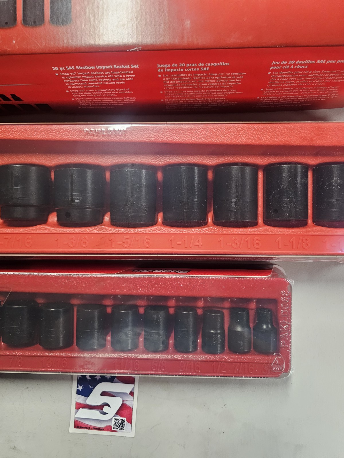 NEW Snap-on™ 320IM 20-pc 1/2″ Drive 6-pt SAE Flank Drive Shallow Impact Set