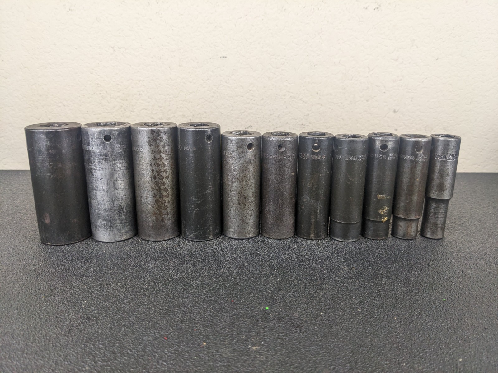 #as294 Snap On SIM 1/2″ Drive 7/16″ 1-1/16″ SAE Deep 6 Point Impact Socket Set