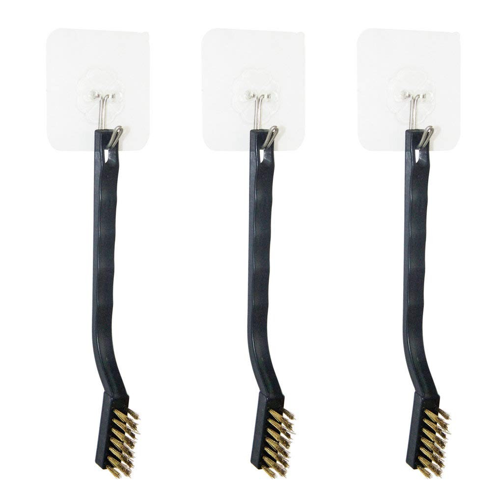9PCS MINI Brass Brushes Set, Curved Handle Scratch Wire Toothbrush, Black