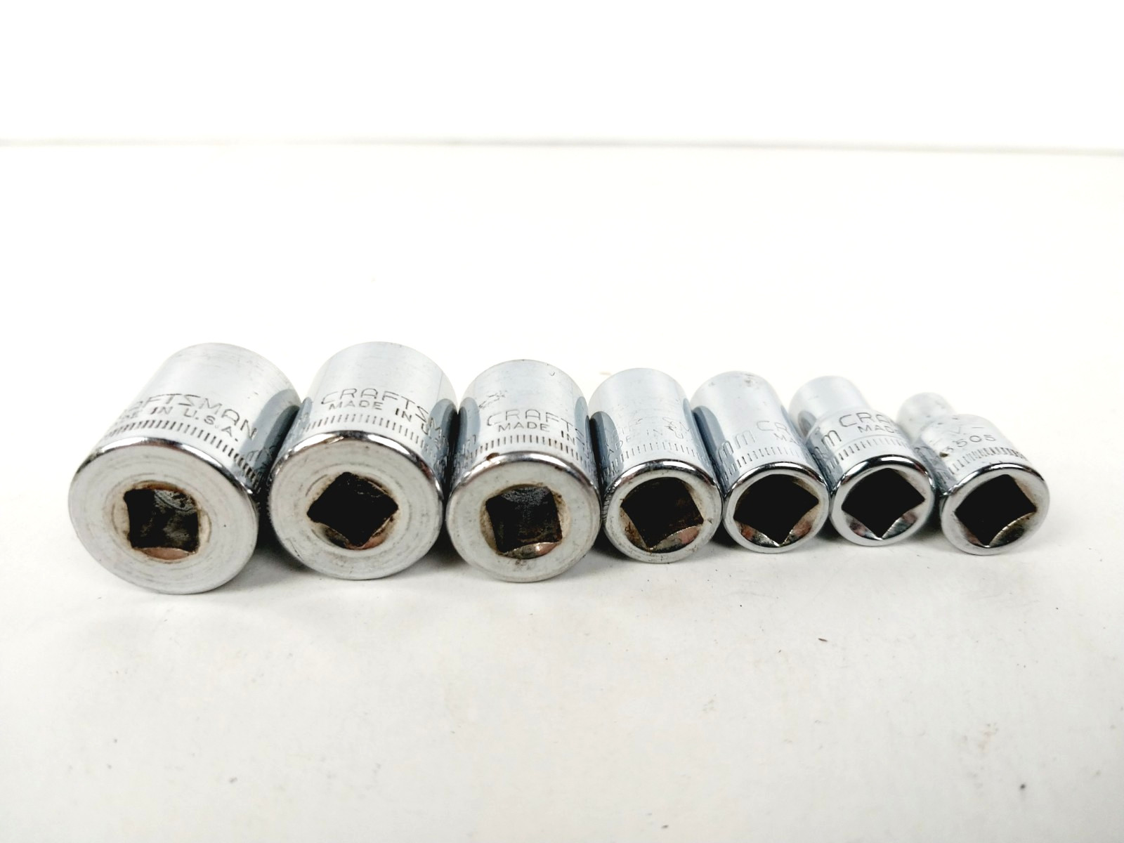 Vtg 9-Pc Craftsman 1/4 Drive Metric Shallow 6-Pt Socket Set 13 12 11 9 8 8 6 6 4