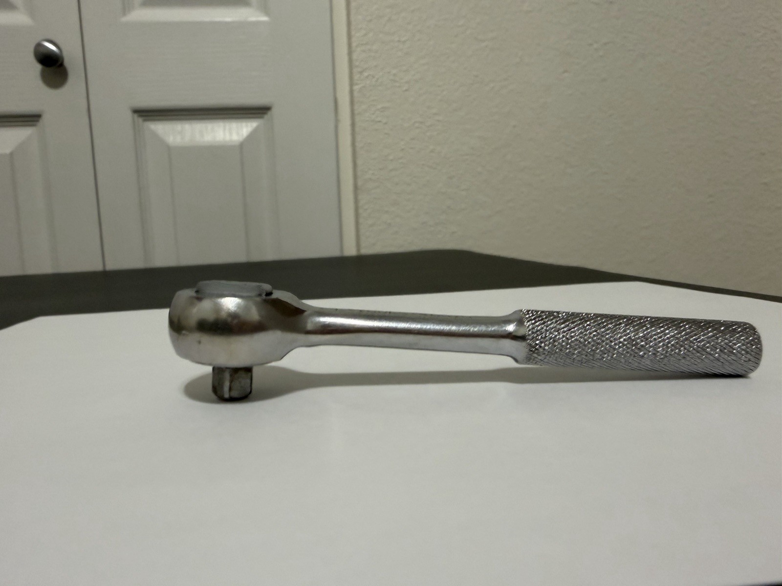S-K Tools Chrome Ratchet 40970 USA 1/4″ Drive 4-1/2″ Knurled Handle