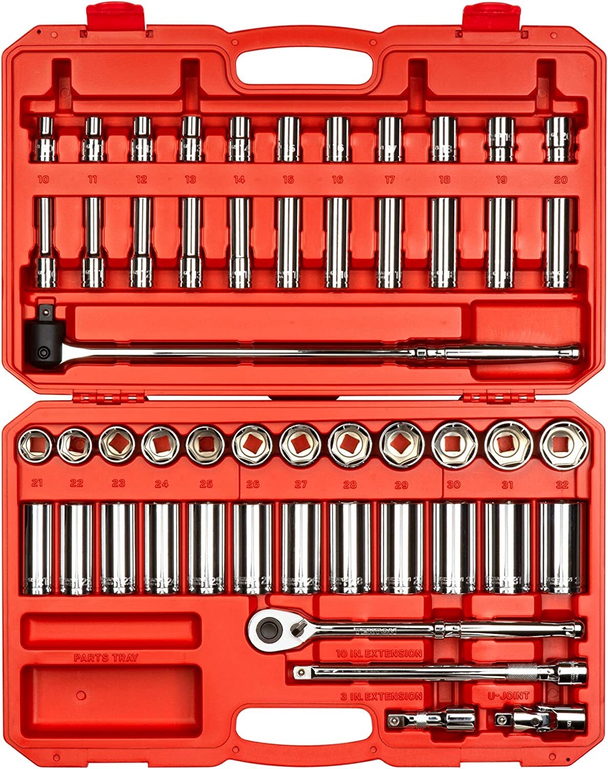 TEKTON 1/2 Inch Drive 6-Point Socket & Ratchet Set,51-Piece (10-32 mm) SKT25201
