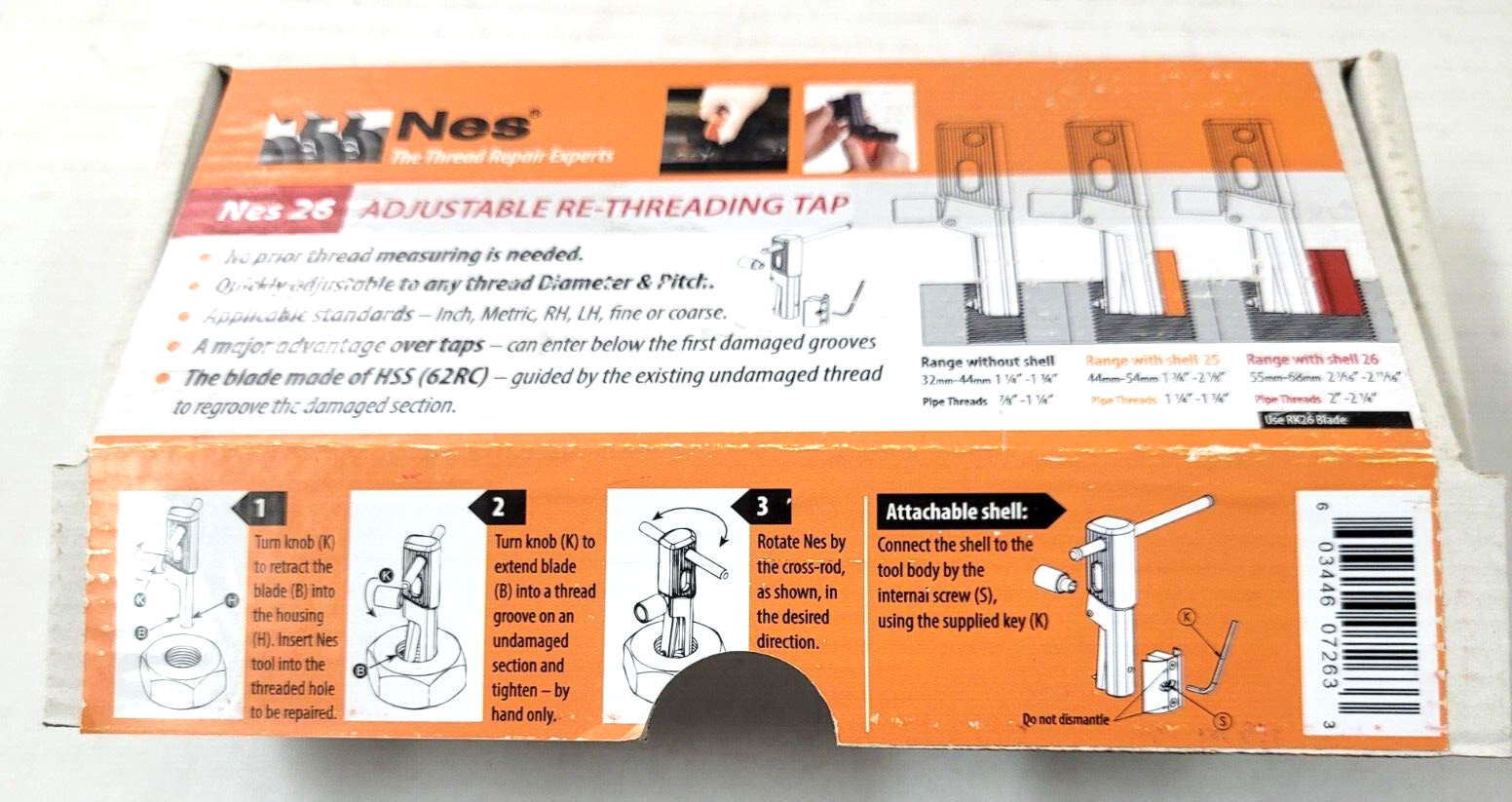 NES 26 2-3/16 – 2-11/16 Universal Internal Thread Repair Tool 55-68mm 2″ NPT