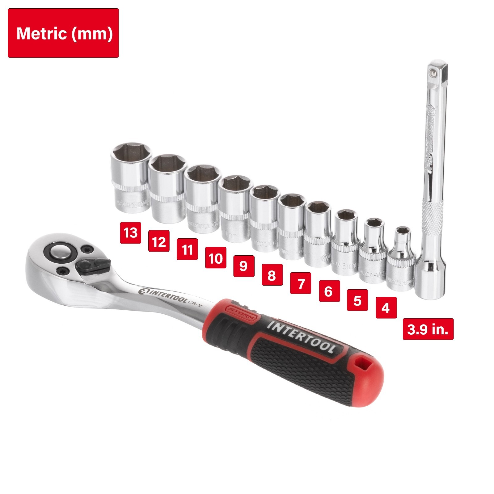 INTERTOOL 10pc 1/4-inch Ratchet Socket Wrench Set ET08-8012