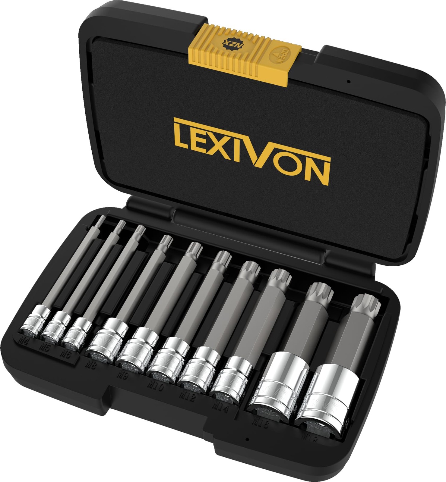 10 Pc Extra Long Triple Square Spline Bit Socket Set 4 Inch S2 Steel M4 M18