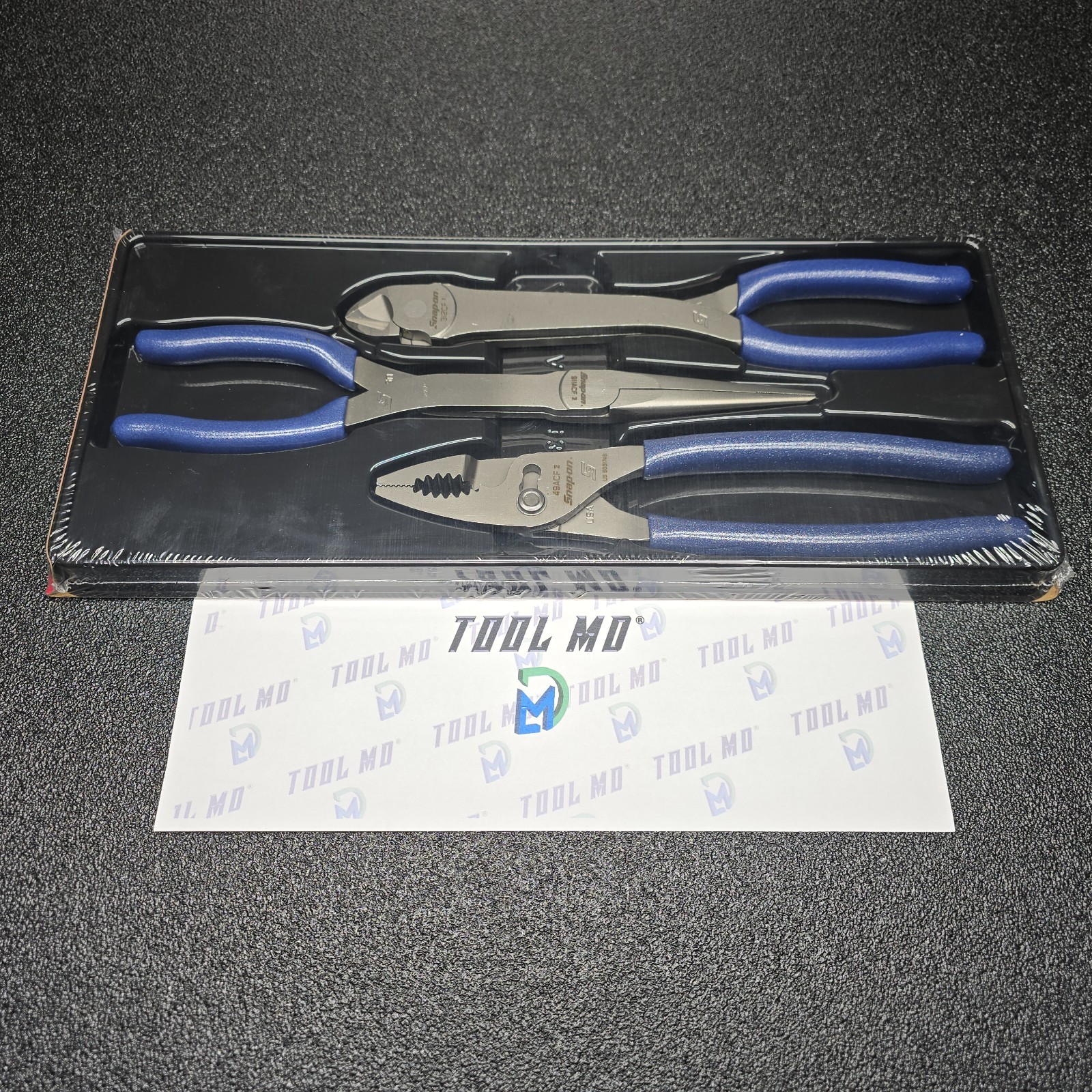 Snap-on Tools NEW 3pc POWER BLUE Soft Grip Heavy Duty Pliers Lot Set PL330ACFMB