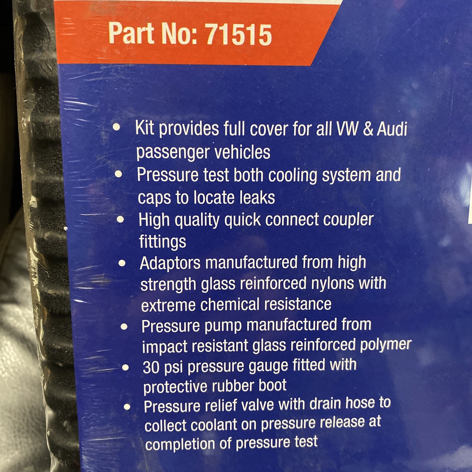 OE, Unitest VW/Audi Cooling System Pressure Test Kit, Part #PBT71515 – NEW