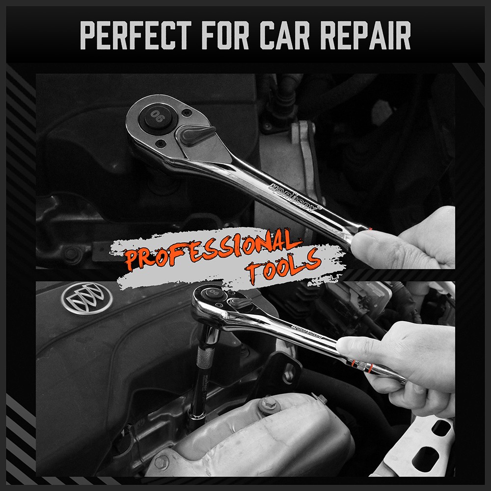 6PC 1/4″ 3/8″ 1/2″ Ratchet Handle Extension Bar Set CR-V W/ Bag Quick Release 90