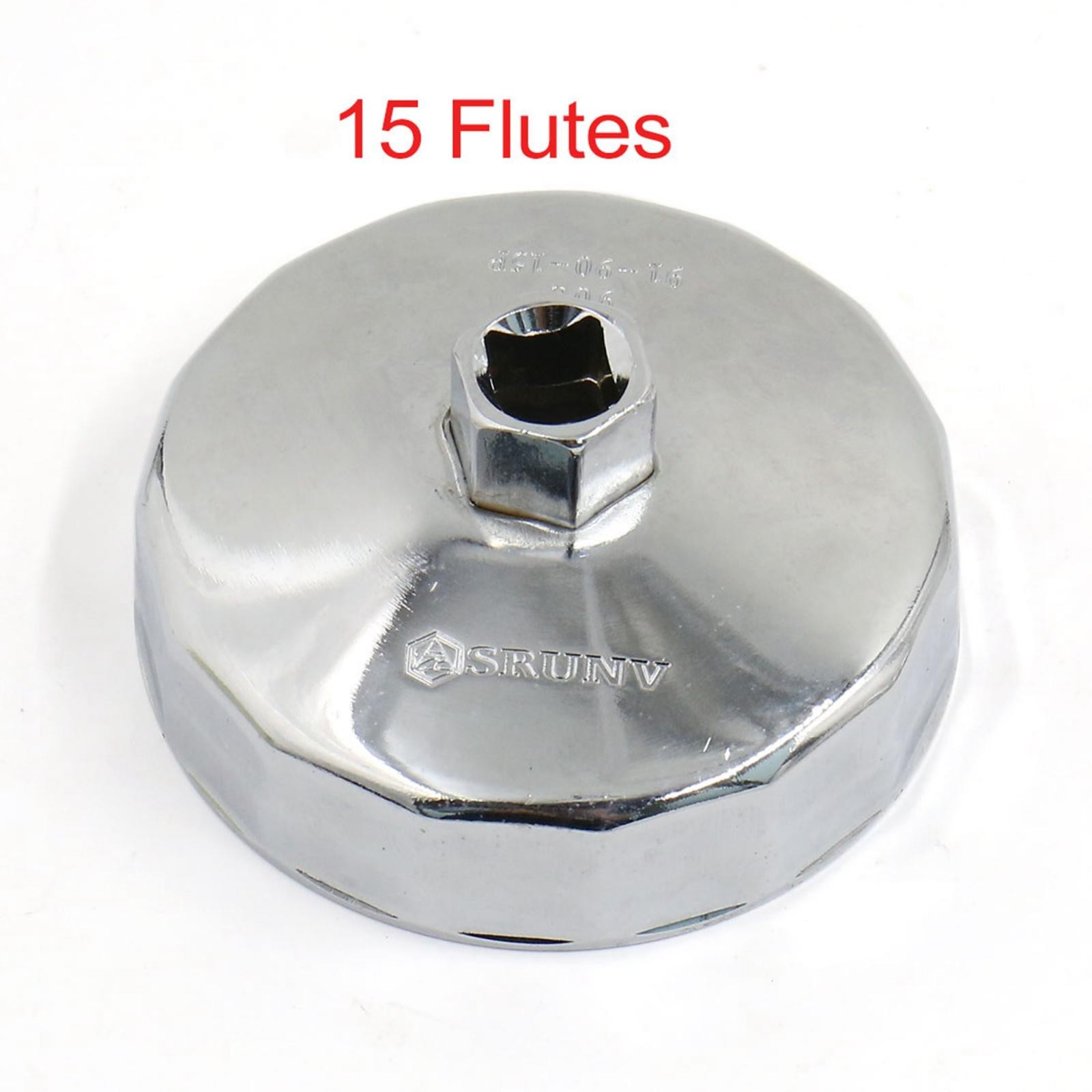 90-91mm Inner Diameter Alloy Oil Filter Wrench Cap Stycle 15 Flutes Silver Tone