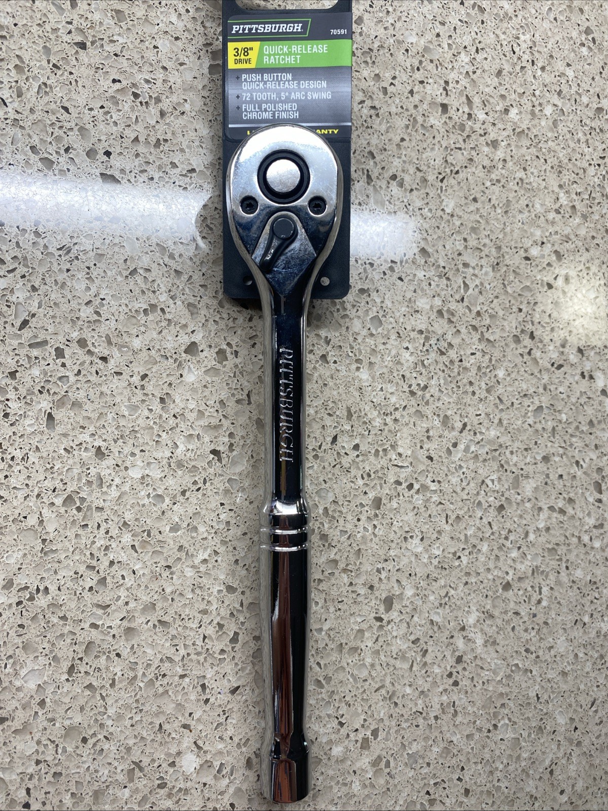 NEW Pittsburgh 3/8″ Drive Push Button Quick Release Ratchet 70591