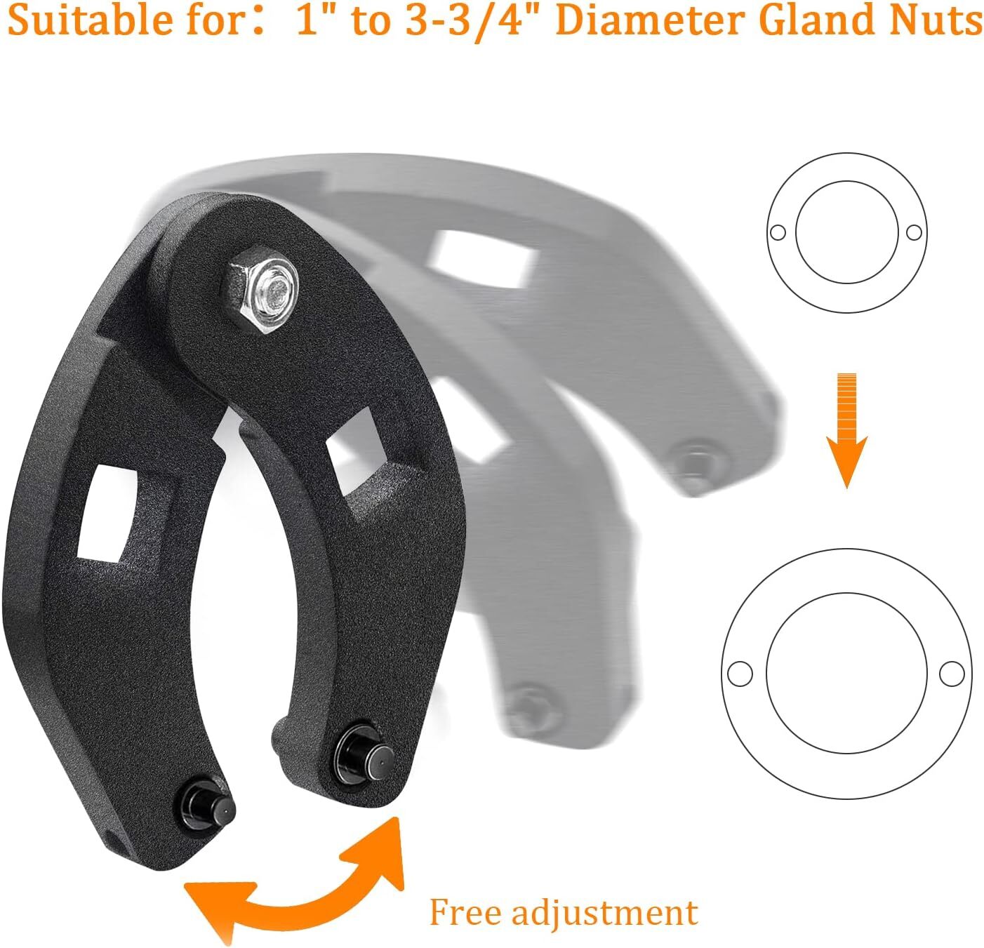 Adjustable Gland Nut Wrench 7463 Spanner Repair Tool for Hydraulic Cylinders