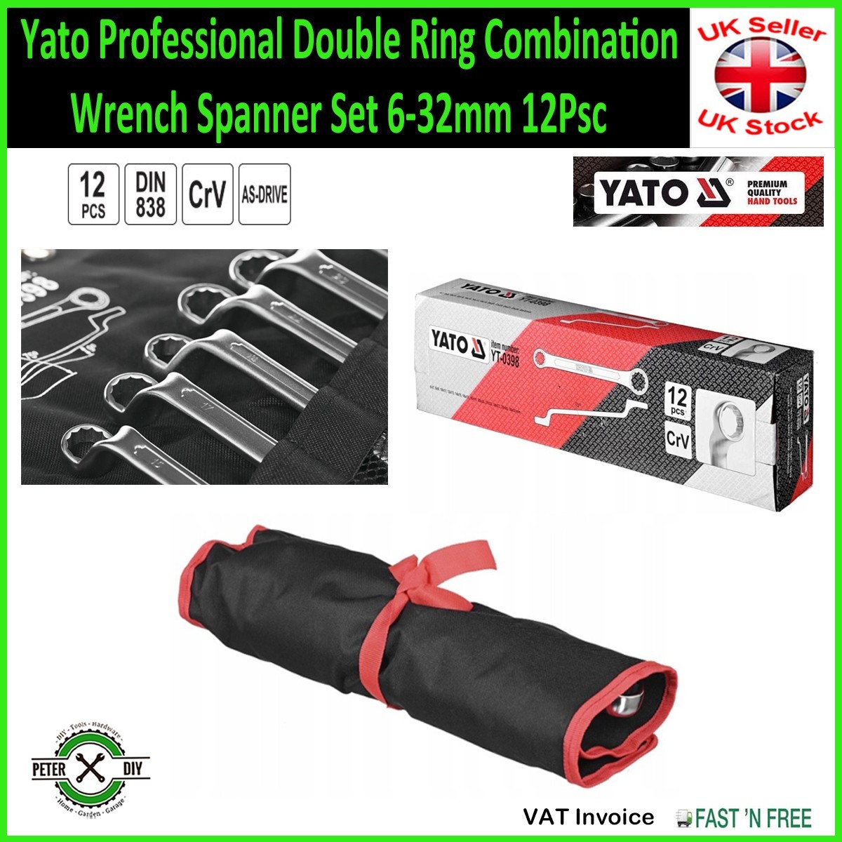 Double Ring Combination Wrench Spanner Yato Professional Set 6-32mm 12Psc