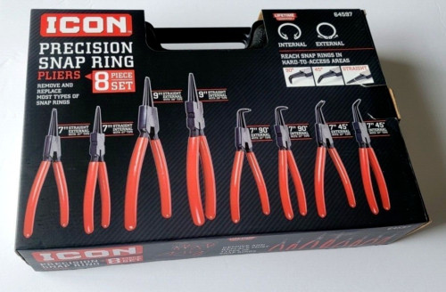 (NEW) Icon Precision Snap Ring Pliers Set 8-pc Internal/external.with hard case
