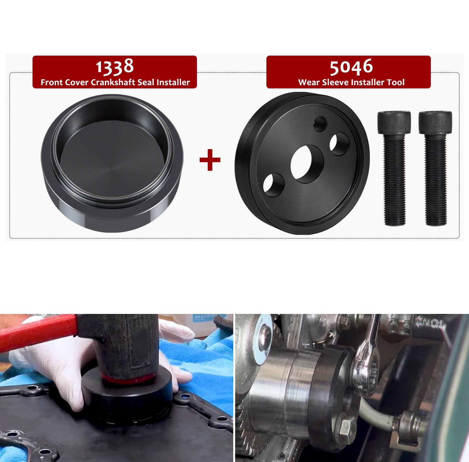 1338 & 5046 Crankshaft Seal Wear Sleeve Installer Tool Kit for Cummins 5.9L 6.7L