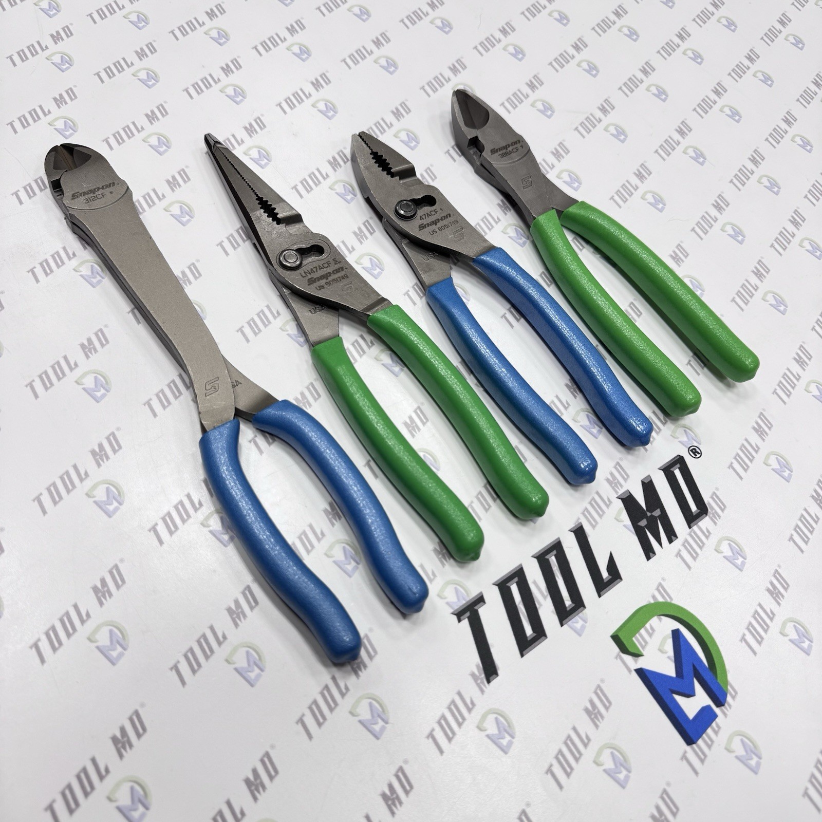 Snap-on Tools USA NEW 4pc PEARL BLUE & GREEN Plier Set w/ To-Go Bag 312CF 47ACF